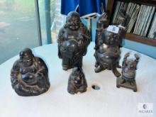 Group of Five Vintage Buddha Statues