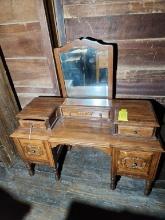 Antique Wood Vanity with Mirror
