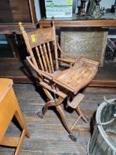Antique Victorian Oak Wood Convertible Combination Baby High Chair Stroller
