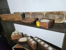2 Shelves of Wooden Molds with Candles