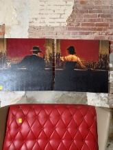 Pair of Canvas Prints - Man & Woman at Bar