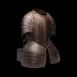 A 17th Century German Etched and Painted Half Suit of Armor