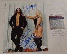 John Morrison & Taya Valkyrie Autographed Dual Signed 8x10 Photo JSA TNA WWE OVW AEW WWF