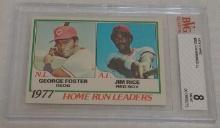 Vintage 1978 Topps MLB Baseball Leader Card #202 George Foster Jim Rice BVG 8 NM Beckett GRADED