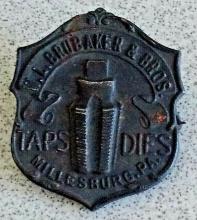 Rare Antique Vintage Early W. L. Brubaker & Bros Taps Dies Advertising Pin Millersburg PA