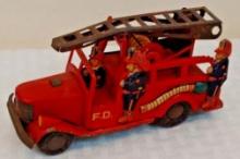 Vintage 1950s Tin Metal Friction Toy Fire Truck Ladder S.S.S. Japan Dept 6''