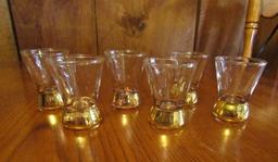 Set Of 6 Shot Glasses W/ Gold Base