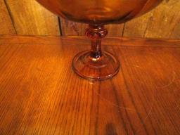 Vtg Large Amber Glass Compote