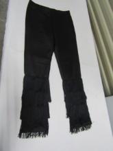 New Ladies Black Polyester And Spandex Pants W/ Fringe On Legs By K. Jordan