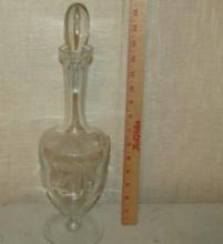 Beautiful Etched Glass Decanter W/ Stopper