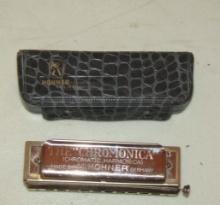 Vtg M. Hohner " The Chromonica " 260 Harmonica Key Of G, W/ Case