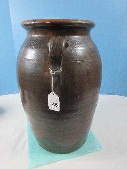 Vintage Southern Pottery 3 Gallon Churn Crock w/Lug & Loop Applied Handles-15"H, Top 7 3/4"