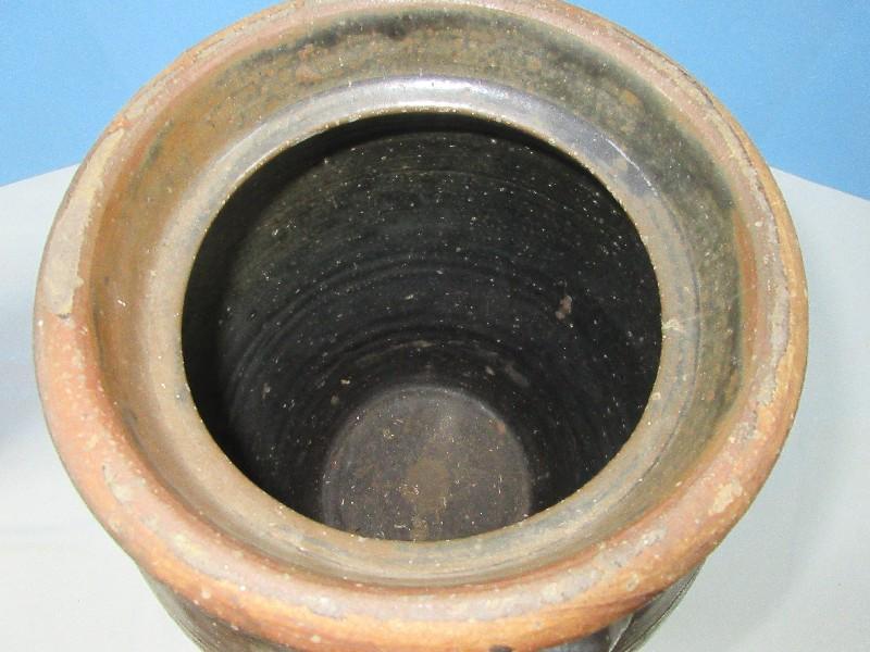 Vintage Southern Pottery 3 Gallon Churn Crock w/Lug & Loop Applied Handles-15"H, Top 7 3/4"
