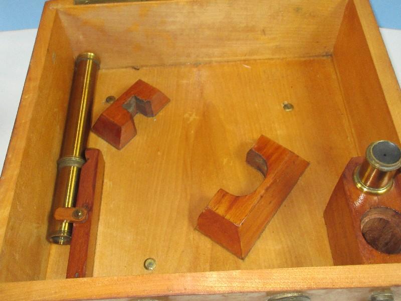 Antique Maritime Sextant Instrumentation in Original Wood Box Chest Case