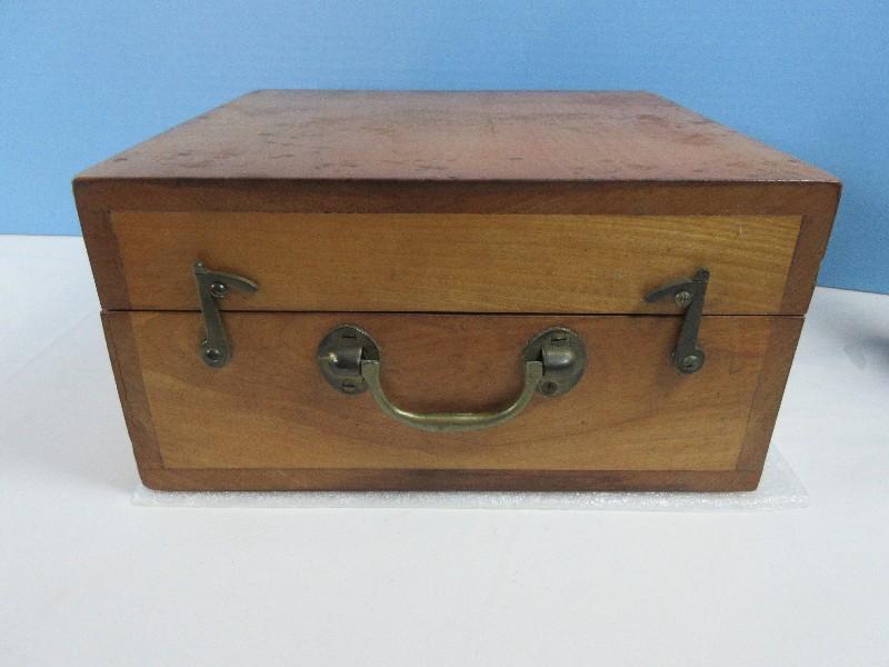 Antique Maritime Sextant Instrumentation in Original Wood Box Chest Case