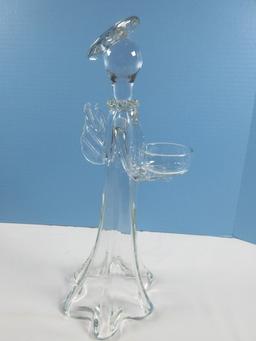 Hand Blown Glass 16" Figural Angel Tea Light Candle Holder