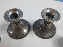 Pair Rogers Sterling Silver #202 Single Light Candlesticks Weighted Reinforced Base Embellished