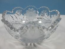 Stunning Cut Crystal 8" Round Bowl Sawtooth Edge