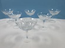 Set of 6 Gorham Crystal Cherrywood Pattern Cut Criss-Cross & Fan Design on Bowl Champagne/
