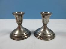 Pair Towle Sterling Silver 3 3/4" Candlesticks Weighted Reinforced Base