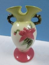 Hull Art Pottery Woodland Pattern W-4 Chartreuse Pink Glossy 6 1/2" Vase-Circa 1952-54