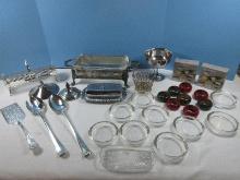Lot Oneida Silverplate Compote, Wire Basket w/Swing Handle, International Silverplate