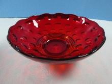 Striking Ruby Red Inverted Dot Pattern Footed 9 1/4"D Console Bowl
