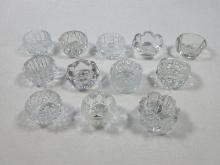 12 Misc Crystal/Glass Salt Cellars Various Designs Diamond & File, Inverted Diamond, Panel etc.