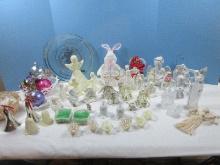 Lot Crochet Starched Angels 8"-4"/Bunny Rabbit w/Basket, Nativity Figurines, Angel Figurines,