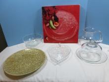 Lot Mikasa Studio Nova Summer Leaf 9" Figural Hostess Server Dish Bowl Crystal, Mikasa Crystal