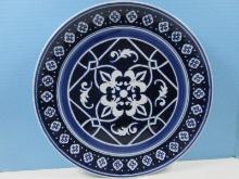 Home Porcelain Catalina Medallion Pattern Cobalt Blue/White Flowers, Lattice, Fleur De Lys