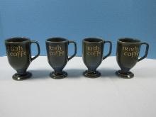 Set of 4 Wade Irish Porcelain Irish Coffee Footed 5" Mugs Ombre Aquamarine/Teal
