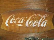 Unique Collectors Red Coca-Cola Fish Tail Sign Advertising Trade Sign. Est $895. 42" x 19 1/2"