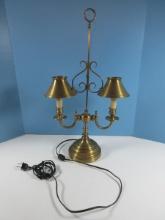 Opulent French Bouillotte Style Ornate Brass Double Light Candelabra w/Adjustable Shades Lamp