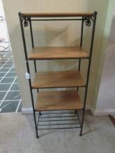 Hard to Find Longaberger Metalworks Wrought Iron 5 Tier Corner Etagere w/ 4 Wooden Shelves