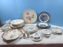 Lot 5 pcs. Noritake Ivory China Rothschild Plates/Vegetable Bowl, 5 pcs. Blue/White Royal
