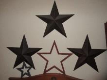Set of 3 Rustic Country Farmhouse 3-D Wall D‚cor 23" Stars & 2 Wooden Stars
