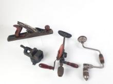 4 Vintage Tools incl Miller Falls 120B Drill