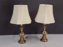 Pr Brass Table Lamps