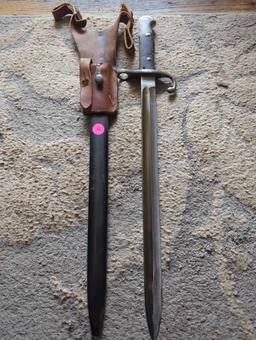 (FD) WWII GERMANY MODELO ARGENTINO 1909 MAUSER SWORD BAYONET, K4357 MARKED ON SCABBARD AND BLADE