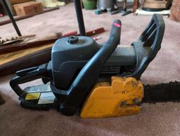 (LR) POULAN PRO GAS CHAINSAW. GOOD COMPRESSION. MODEL # PP5020AV.