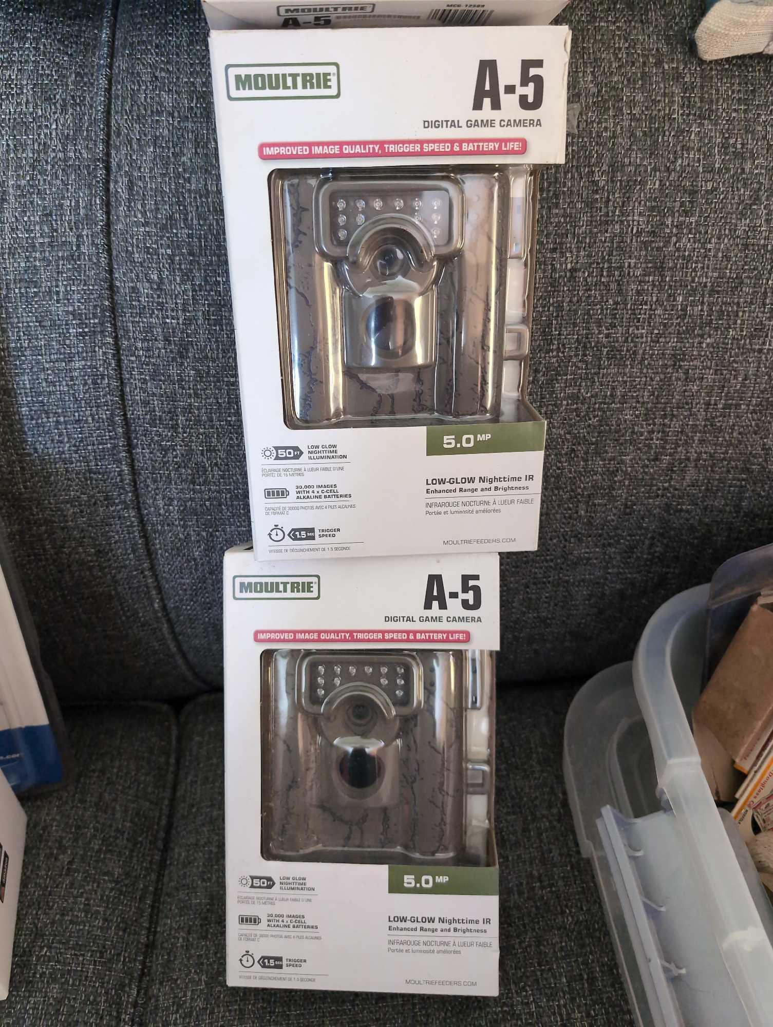 (LR) LOT OF (4) MOULTRIE A-5 DIGITAL GAME CAMERAS, 5 MEGAPIXELS. ALL BRAND NEW. INCLUDES (4)