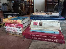 (LR) LARGE LOT OF BOOKS TO INCLUDE (2) THE OFFICIAL MILITARY ATLAS OF THE CIVIL WAR COFFEE TABLE