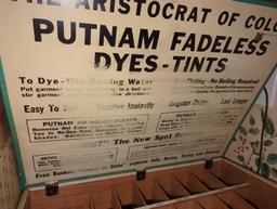 (DR) 1930S PUTNAM FADELESS DYE METAL TIN BOX, APPROXIMATE DIMENSIONS - 15" H X 19" W X 8" D, WHAT