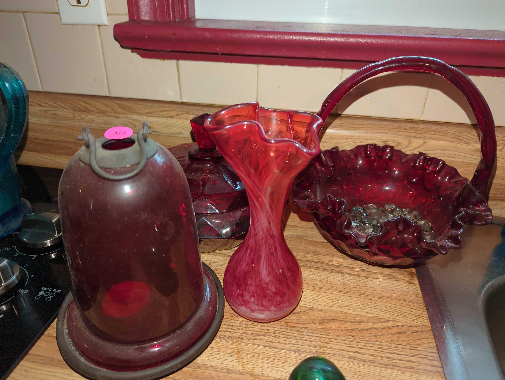 (KIT) LOT OF ASSORTED ITEMS TO INCLUDE, GLASS FOR SANCTUARY LAMP ALTAR LAMP RUBY RED CANDLE HOLDER,
