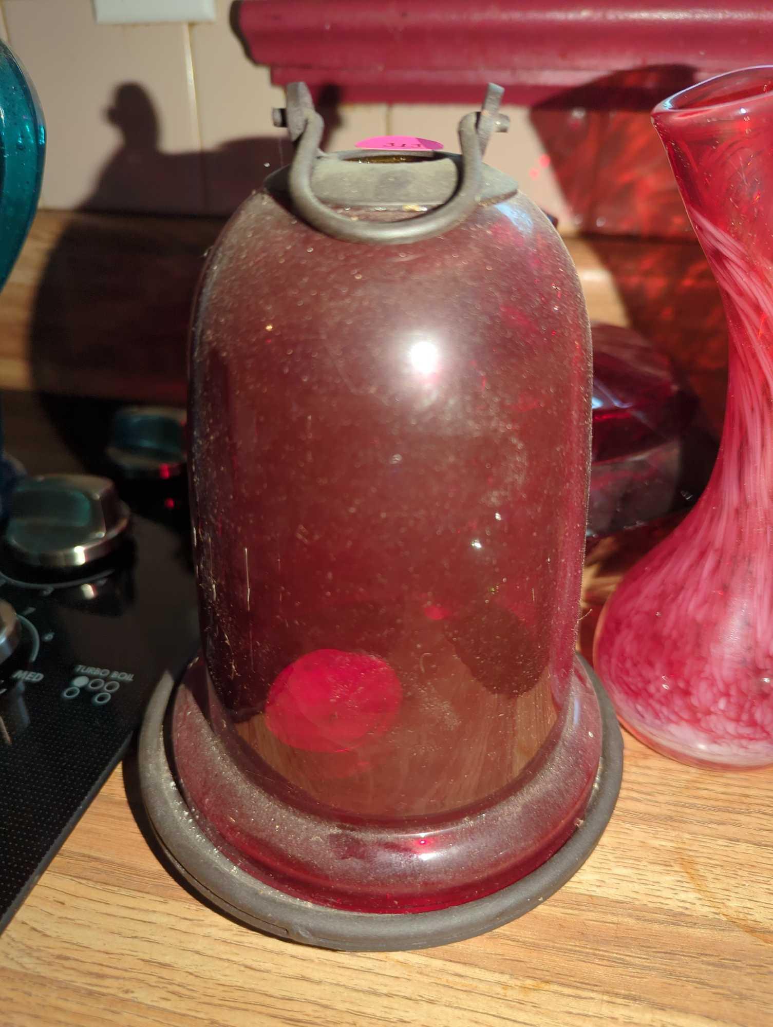 (KIT) LOT OF ASSORTED ITEMS TO INCLUDE, GLASS FOR SANCTUARY LAMP ALTAR LAMP RUBY RED CANDLE HOLDER,