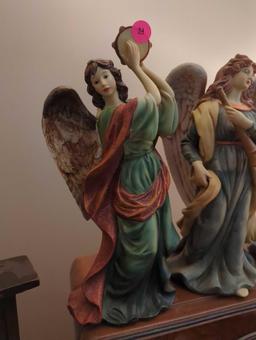 (LR) LOT OF 3 CERAMIC ANGEL FIGURINES, 10 3/4"H AND 10"H