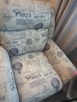 (LR) ELECTRIC RECLINER, FRENCH PARIS UPHOLSTERY, TESTED WORKING, 34"L 32 1/2"W 38"H
