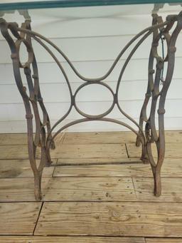 Vintage Iron Frame Glass Table $5 STS