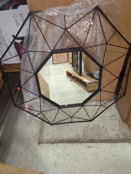 StyleWell Medium Octagonal Black Metal Frame Modern Mirror (25 in. H x 25 in. W), Appears to be New